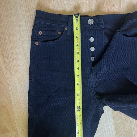 Re Done Women Size 26 High Rise Black Corduroy Straight Leg - Picture 6 of 8